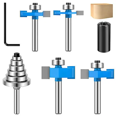 7Pcs Rabbet Router Bit Tipped Rabbeting Router Bit Set W/ 6 Bearings And Wrench◰ • $25.17