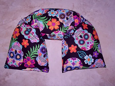 Microwave Flaxseed Neck & Shoulder Wrap Pillow Heating Pad -Sugar Skulls • $20