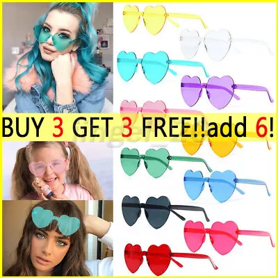 Fashion Love Heart Shape Sunglasses Fun Dress Party Festival Teen Glasses Color • £2.32