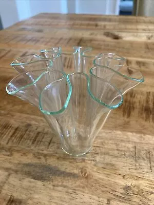 Vintage Filigrana Handkerchief Art Glass Vase Mid Century Modern 4” • $14.95