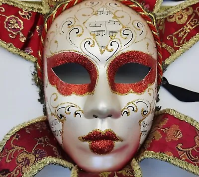 Vintage Masquerade Jester Mask Cosplay Costume Art Mardi Gras Red Theater • $39.95