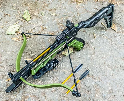 80lbs Hunting Self Cocking Pistol Crossbow 225+ FPS Grip Bow Military Green New • $64.99