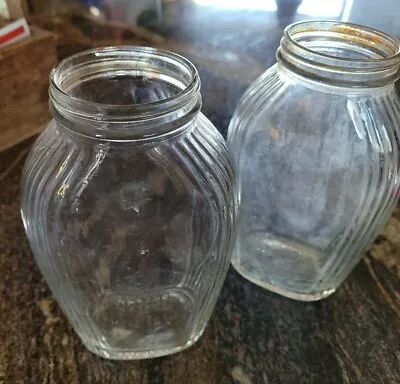 Lot 2 Vintage Duraglas Deco Ribbed Jars 7 X4.25  • $20