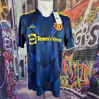 Adidas Manchester United Jersey Mens Medium Blue/Yellow GM4616 NWT (C8)  • $49.95