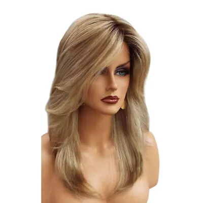 Women  Blonde Brown Long Curly Wigs Natural Wavy Hair Cosplay Daily Wig Cosplay~ • £19.39