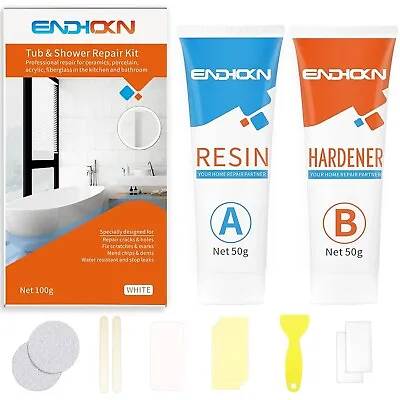 Bath Repair Kit White Endhokn Enamel Porcelain Acrylic Fiberglass Ceramic • £20.99