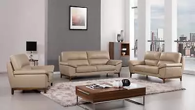 3PC Tan Modern Contemporary Top Grain Leather Sofa Loveseat Chair Set • $4099