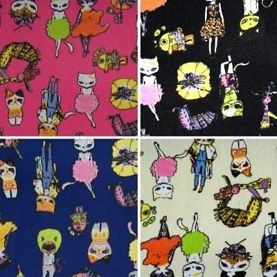 Cotton Rich Canvas Fabric Dressed Cats Fancy Dress Kitty Upholstery • £3.30