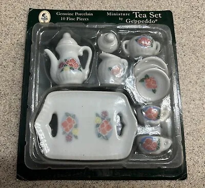 Miniature 10-Piece Porcelain Tea Set By Geppeddo—Original Package—Made In China • $8.49