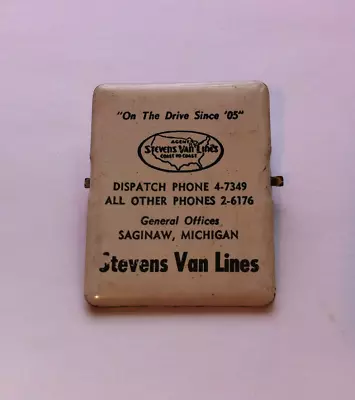 Vtg Stevens Van Lines Paper Spring Clip Saginaw MI Metal OLD Truck Cartage Rare • $12.49