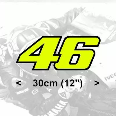 Valentino Rossi Number 46 FLUORESCENT YELLOW Vinyl Sticker (V2)  30cm 12   • £8.95