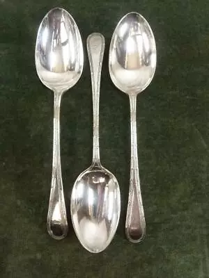 3 Nice Vintage Mappin Webb Serving Spoons Silver Plated Ribbon & Bow Pattern • £18.99