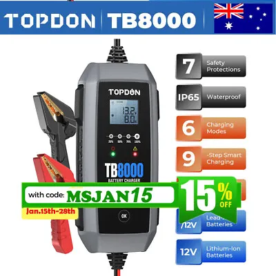 NEW TOPDON TB8000 Car Battery Test Charger Automatic Battery Maintainer 12V 8Amp • $159