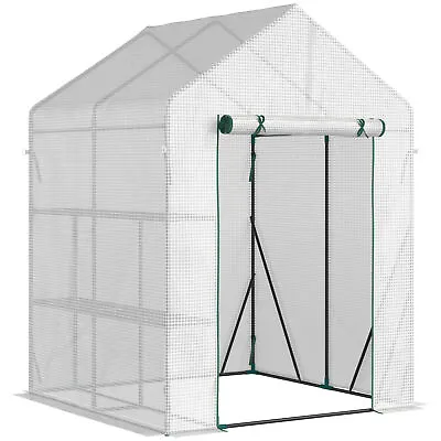 Outsunny Greenhouse For Outdoor Portable Gardening Plant Grow House W/ Shelf • £49.99