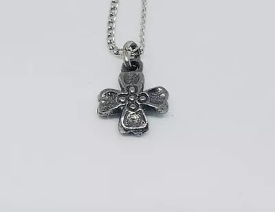 Small Vintage Silver Cross Necklace And Charm • $4.50