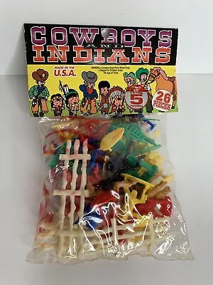 Tim-Mee Plastic Cowboys & Indians NOS Pack Stained Vintage Western Child Gift • $21.95