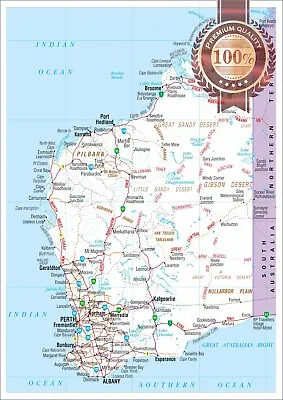 $17.95 • Buy Western Australia Wa State Roads Map Of Aus Wall Chart Print Premium Poster