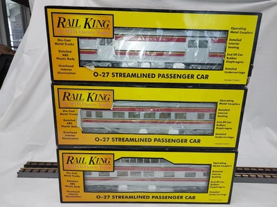 $120 • Buy MTH 30-6120B,C,D - O-27 - Santa Fe Streamline Passenger Cars - LN/Box