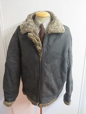 Vintage B3 Real Shearling Sheepskin Bomber Aviator Leather Jacket L 42  Euro 52 • £64.99