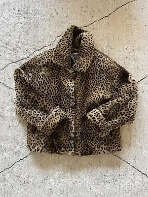 STUNNING!! Vtg Faux-Fur Leopard Coat - J Percy Marvin Richards - Toggle- Sz Med • $96