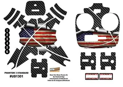 $37.29 • Buy Ultradecal DJI Phantom 3 Standard Decal Skin Wrap Vinyl Carbon Fiber USA Flag
