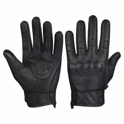 Men's Premium Leather Perforated Motorcycle Gloves Premium Biker Glove • $28