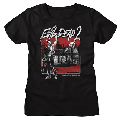 The Evil Dead 2 Movie Ash Chainsaw It Lives Out In Those Woods Women's T Shirt • $39.66