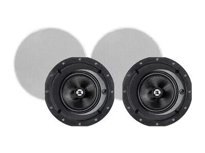 Monoprice 2-Way Carbon Fiber In-Ceiling Speakers - 6.5in (Pair) W/ Angled Driver • $119.99