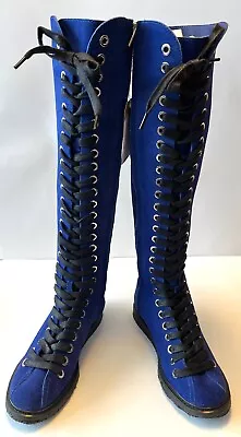 $568.07 • Buy Alexander Wang Blue Suede  Emmanuelle  Lace-Up Boots, Size 8 (US), 38 (EU)