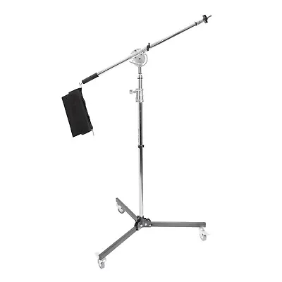 C-Stand Heavy Duty Stainless Steel Boom Light Stand Wheeled Tripod 5/8 Pin 238cm • £219.99