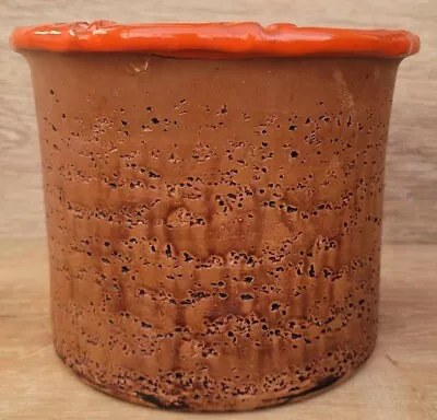 Mid Century Brown Orange Faux Cork Planter Italy Pottery Aldo Londi Bitossi Era • $44.95