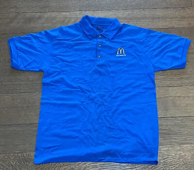 Vintage McDonalds Mens LG Blue Employee Uniform Shirt Polo Short Sleeve Outfit • $19.99