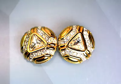 S.A.L. Swarovski Pave CrystalEarrings Clip On Gold Plated SAL Jewelry Swarovski • $80.75