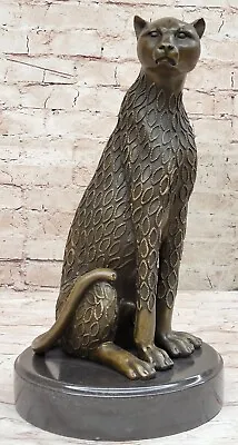 Sitting Mountain Lion Bronze Sculpture Wildlife Figurine Home Cabin Decor • $174.50