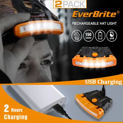 2 Pack Rechargeable Hat Light  Waterproof Clip On Cap Light W/Memory Function US • $21.99