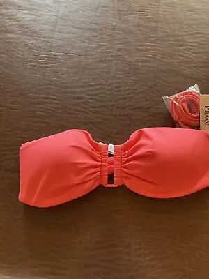 PINK Victorias Secret Ribbed Bandeau Bikini Top Medium Coral • $14.24