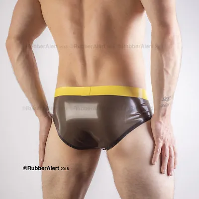 FULL BACK RUBBER BRIEFS Contrast Colour Waistband 0.5 Thickness Latex • $44.85