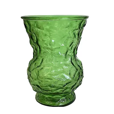 Emerald Green Crinkle Glass Vase Mid-Century Made In USA E.O. Brody Co Cleveland • $13.99