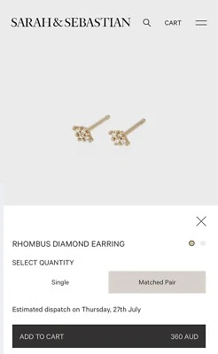 $160 • Buy Sarah And Sebastian Rhombus Diamond Earrings 10ct Yellow Gold