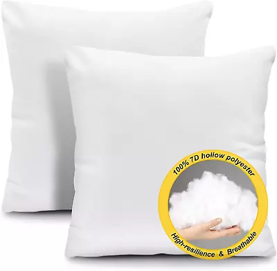 Throw Pillow Inserts Set Of 2-18 X 18 Inches Insert White Pillow Forms Soft Micr • $20.95