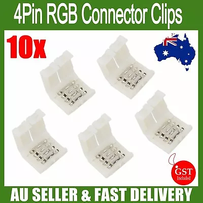 10mm 4-Pin 5050 RGB End Connector Clips For LED Strip Lights - No Soldering AU • $6.99