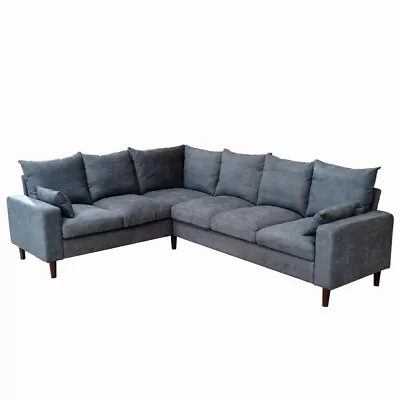 New 6 Seats Sectional Sofa Modern Linen Fabric Corner L-shape Upholstered Couch • $519.99