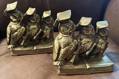 Pair Brass Owl Bookends JB 1460 Jennings Brothers • $45