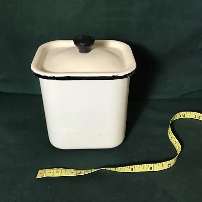 Vintage Enamelware Canister Black And Pale Yellow • $15