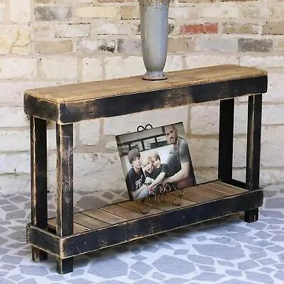 Narrow Rustic Farmhouse Console Table W/Shelf 2-Tone Reclaimed Wood Assembled • $184.60