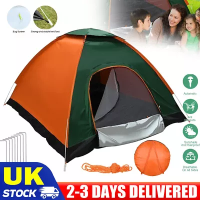 3-4 Man Person Automatic Pop Up Tent Camping Outdoor Family Hiking Instant Tent • £23.89