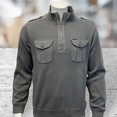 Marc Ecko Cut & Sew 1/4 Zip Long Sleeve Men’s Gray Mock Neck Sweater Size Medium • $24.99