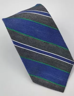 Ben Sherman Linen Silk Tie Blue Gray Green Stripes Men Necktie 58 X 2.5/8 • $12.74