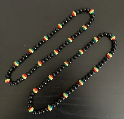 $3.50 • Buy Tiger Smile Rasta Beads Necklace Black Green Yellow Red Set Of 2