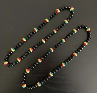$3.50 • Buy Tiger Smile Rasta Beads Necklace Black Green Yellow Red Set Of 2